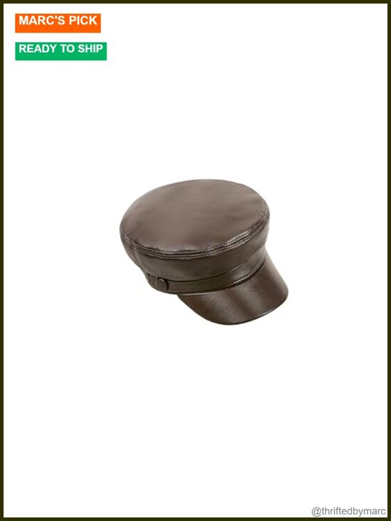 Genuine Leather Newsboy Cap Adjustable One Size Unisex Vintage main image 5